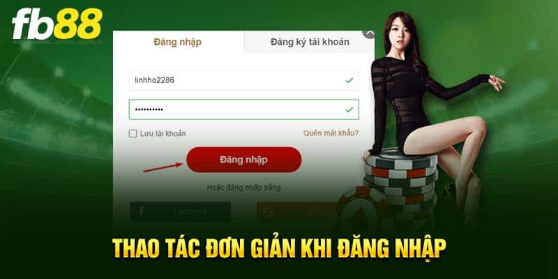 Thao tác đơn giản khi đăng nhập